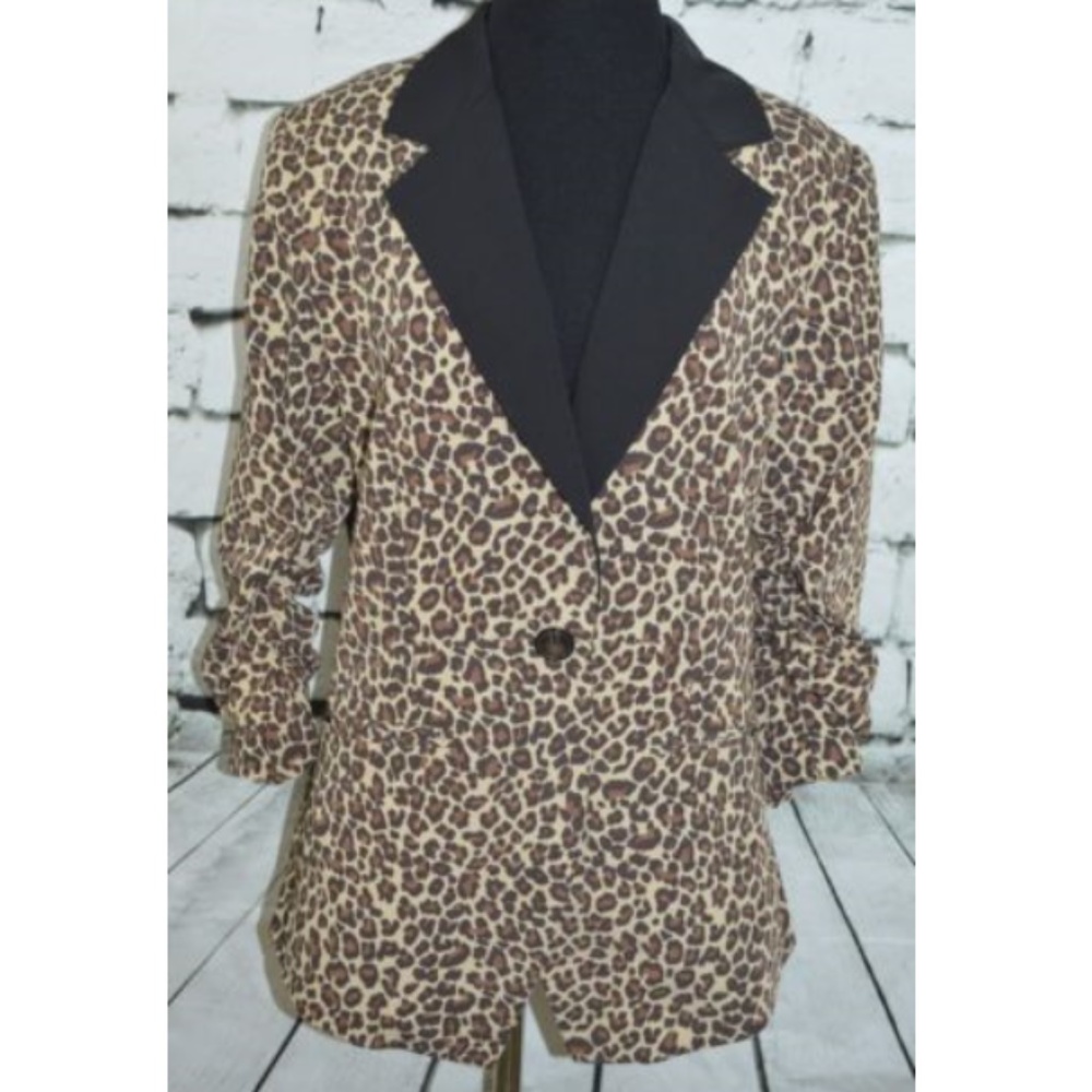 Rachel Zoe Women's Leopard 1 Button Blazer Small